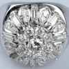 Bague fleur diamant 2 carats or blanc 18 carats