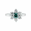 Bague Fleur Diamant bleu