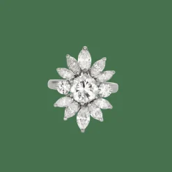 Bague fleur diamants