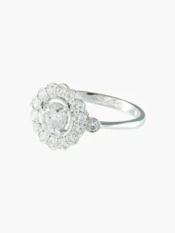 Bague fleur diamants or blanc
