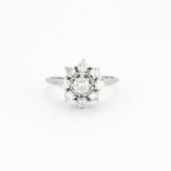 Bague Fleur Diamants Or Blanc