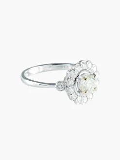 Bague fleur diamants or blanc