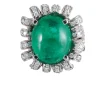 Bague Fleur Emeraude cabochon Diamants