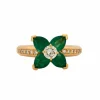 Bague Fleur Emeraudes Diamants