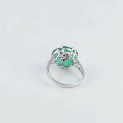 Bague Fleur Emeraudes Diamants