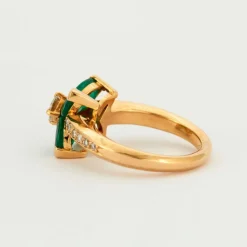 Bague Fleur Emeraudes Diamants