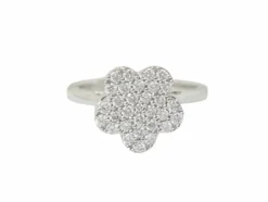 Bague fleur en or blanc et diamants