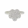 Bague fleur en or blanc et diamants