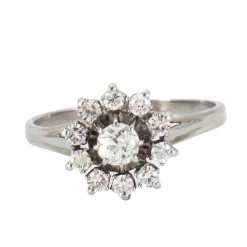 Bague Fleur en Or Gris, Diamants