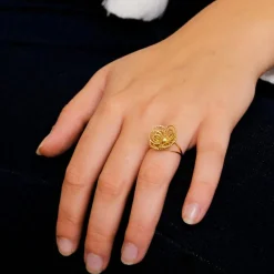 Bague Fleur fils d'or tressé