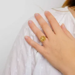 Bague Fleur fils d'or tressé