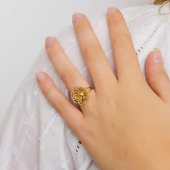 Bague Fleur fils d'or tressé