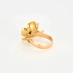 Bague fleur émail diamants