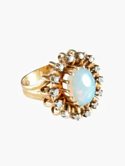 Bague fleur Opale arlequin Diamants