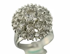 Bague fleur or blanc diamants