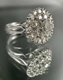 Bague fleur or blanc diamants