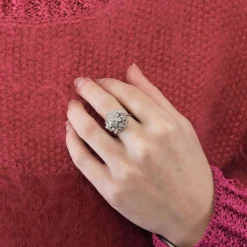 Bague Fleur or blanc diamants