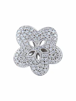 Bague Fleur Or Blanc Pavage Diamants