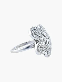 Bague Fleur Or Blanc Pavage Diamants