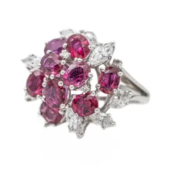 Bague Fleur Or blanc Rubis