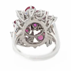 Bague Fleur Or blanc Rubis