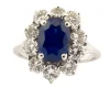 Bague fleur or blanc saphir de Ceylan non chauffé et diamants