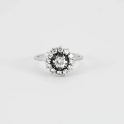 Bague Fleur Or Gris Diamants