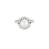 Bague Fleur Or gris Perle Diamants