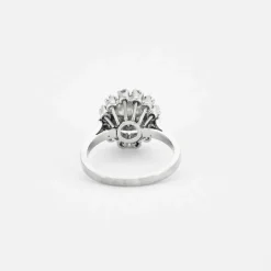 Bague Fleur Or gris Perle Diamants
