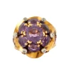 Bague Fleur Or Jaune Améthystes Diamants