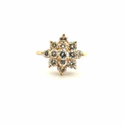 Bague fleur or jaune et diamants