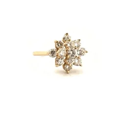 Bague fleur or jaune et diamants