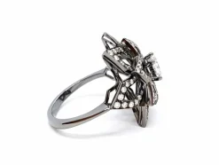 Bague Fleur Or noir Diamant