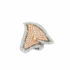 Bague fleur pavage diamants