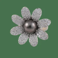 Bague Fleur Perle de Tahiti Diamants