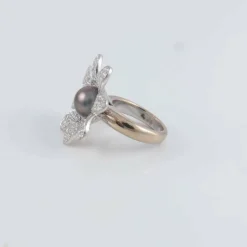 Bague Fleur Perle de Tahiti Diamants