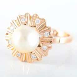 Bague Fleur Perle Diamants