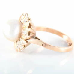 Bague Fleur Perle Diamants