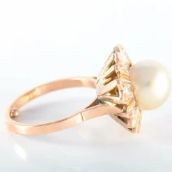 Bague Fleur Perle Diamants