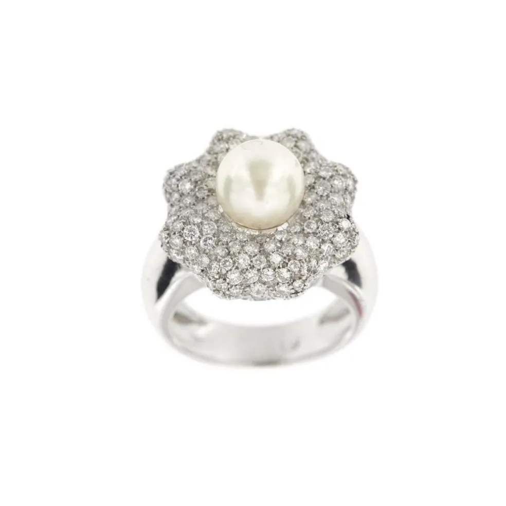 Bague Fleur perle et diamants