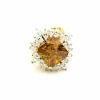 Bague fleur Pierres jaunes et blanches