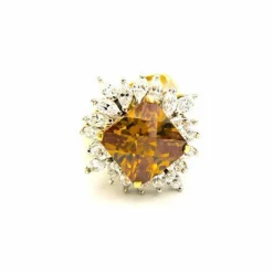 Bague fleur Pierres jaunes et blanches