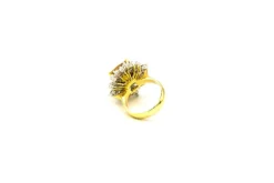 Bague fleur Pierres jaunes et blanches