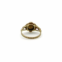 Bague fleur époque victorienne grenat émeraudes perles