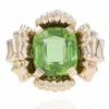 Bague fleur péridot or rose