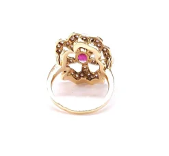 Bague fleur rubellite et diamants