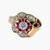 Bague fleur rubis et diamants or rose