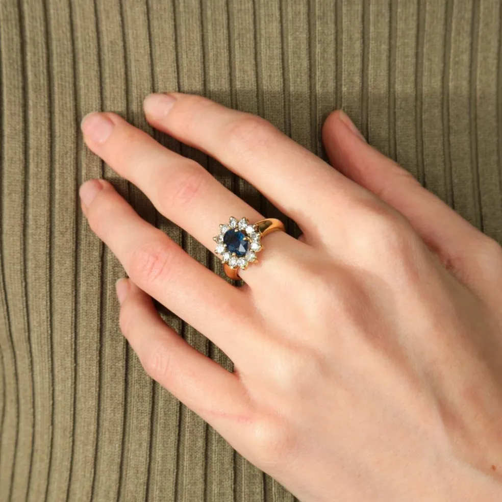BAGUE FLEUR, SAPHIR & DIAMANTS