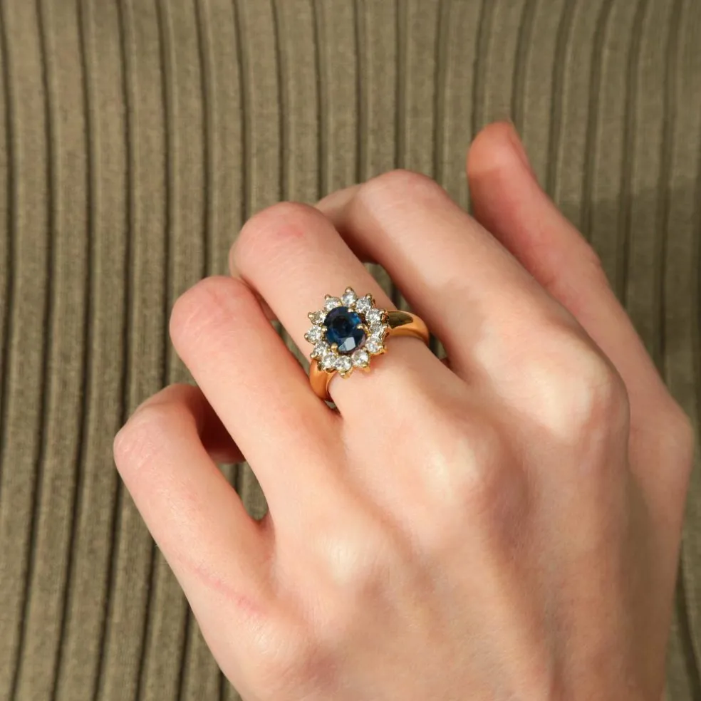 BAGUE FLEUR, SAPHIR & DIAMANTS
