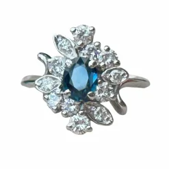 Bague fleur saphir et diamants